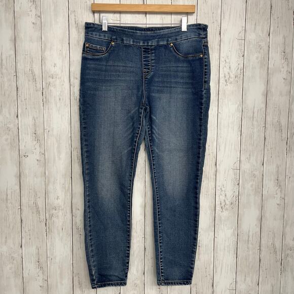 Tribal Jeans Medium Wash Straight Leg Pull On Jegging Denim Jeans 10 - Picture 1 of 8